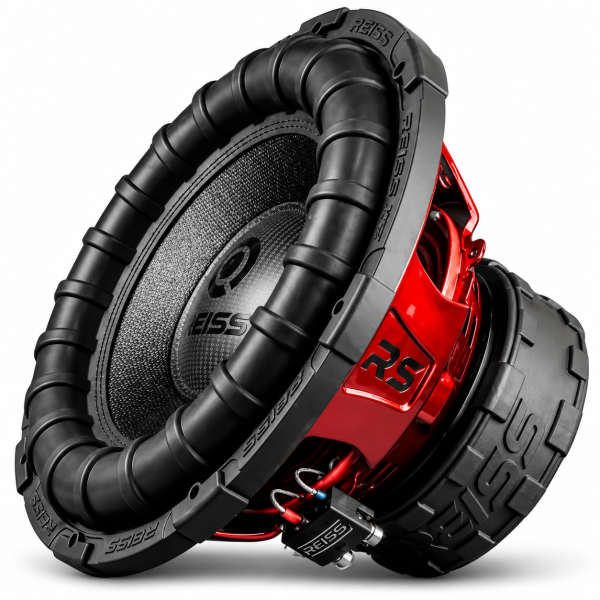 Czerwony subwoofer REISS RS na białym tle.png