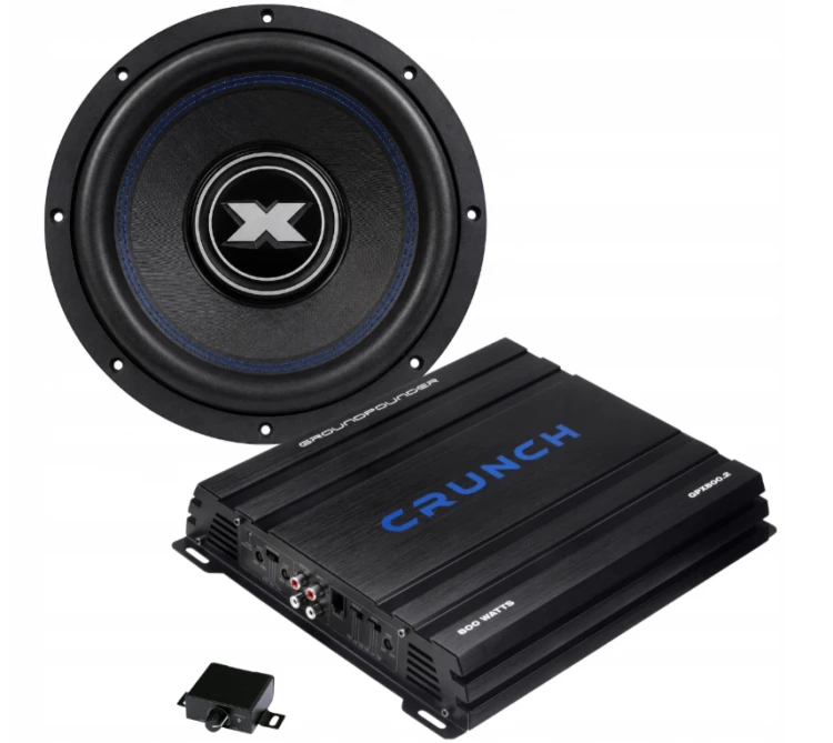 Excursion SX.v2-12S4 z Crunch GPX800.2 to zestaw car audio 30 cm, oferujący mocny i kontrolowany bas oraz stabilną pracę systemu audio.