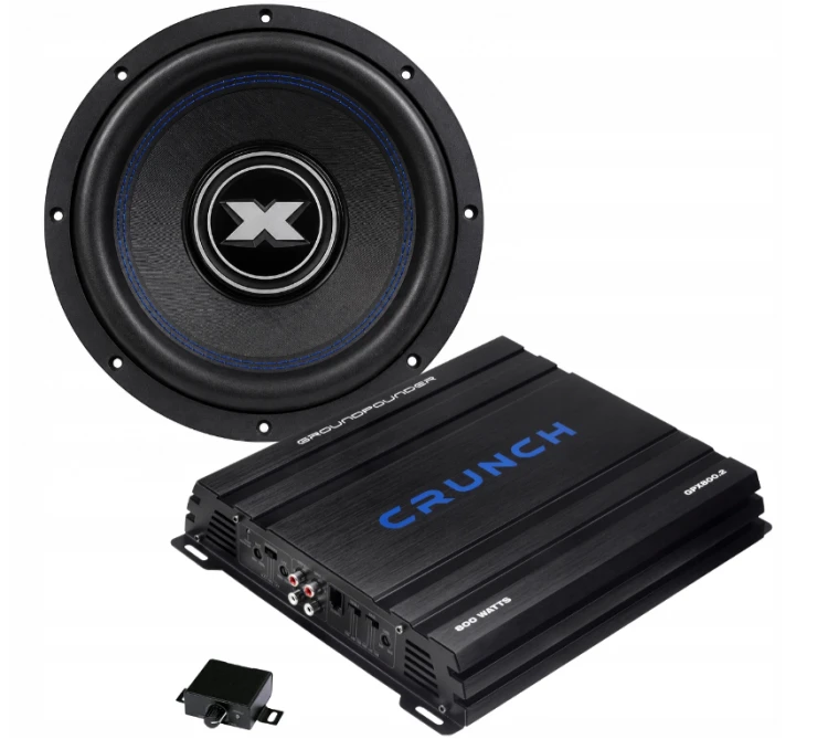 Excursion SX.v2-10S4 z Crunch GPX800.2 to zestaw car audio 25 cm, zapewniający mocny i kontrolowany bas w samochodzie.