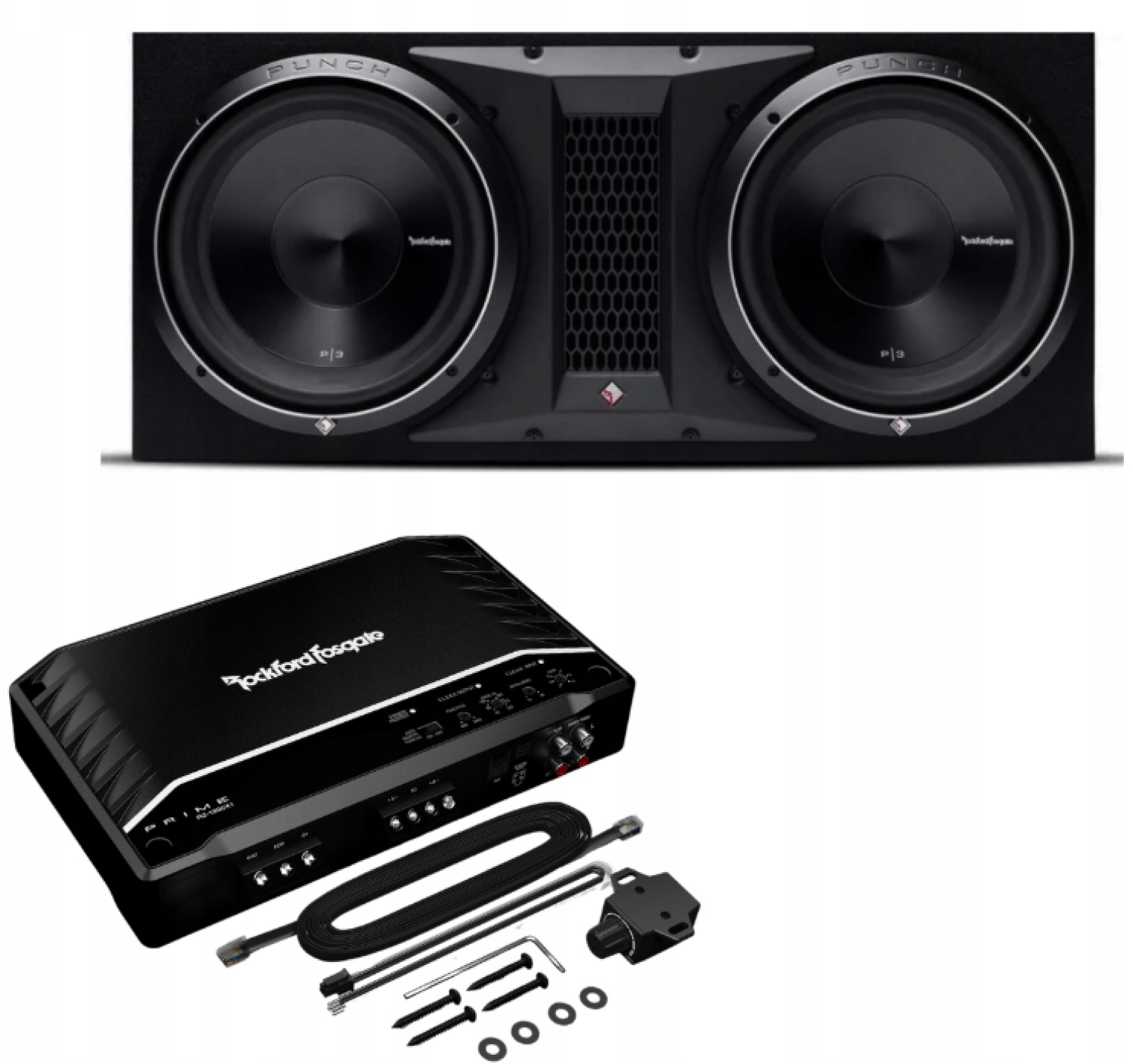 Rockford Fosgate Punch P3 2x12” z R2-1200X1 to zestaw subwooferowy 1200W RMS SPL car audio w obudowie bass reflex zapewniający bardzo mocny, głęboki i kontrolowany bas do systemów high power.