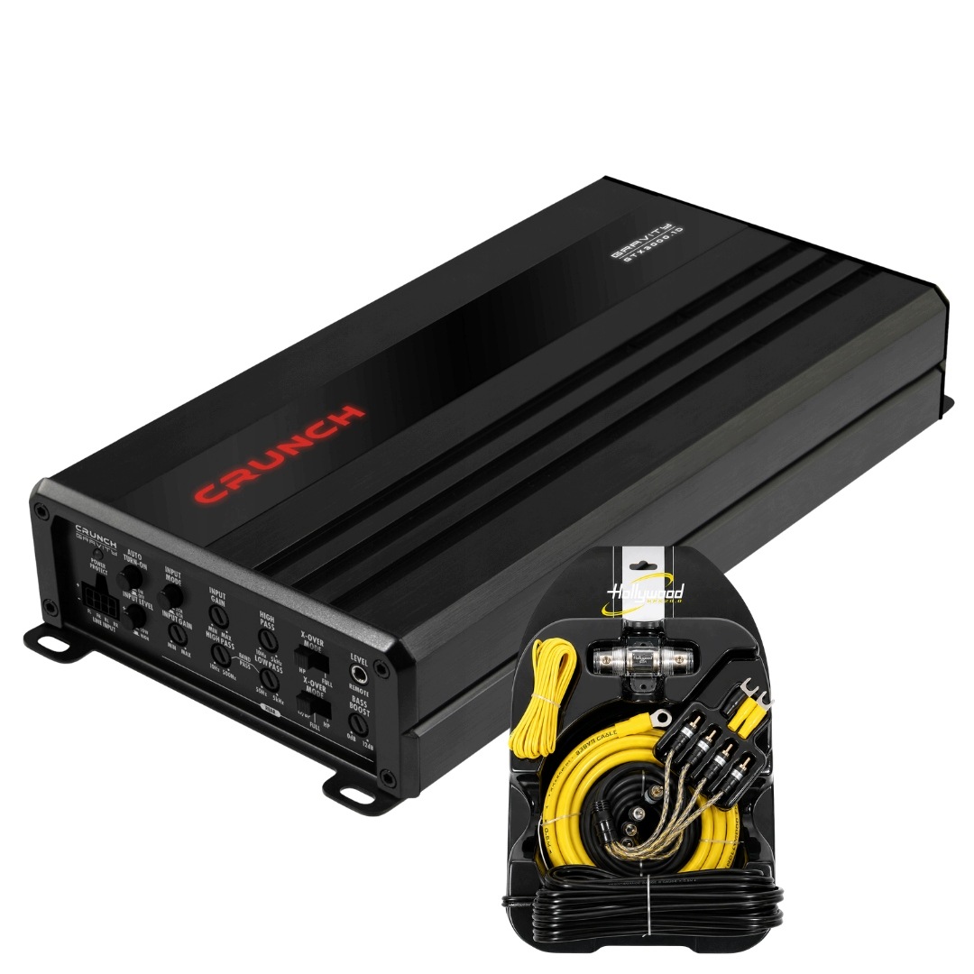 Wzmacniacz samochodowy Crunch GTX1600.4D 4-kanałowy + zestaw kabli Hollywood CCA-44 21 mm² XTREMECARAUDIO